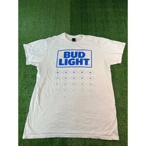 Bud Light Beer Men's White Football Logos‎ Tshirt Tee Size Large